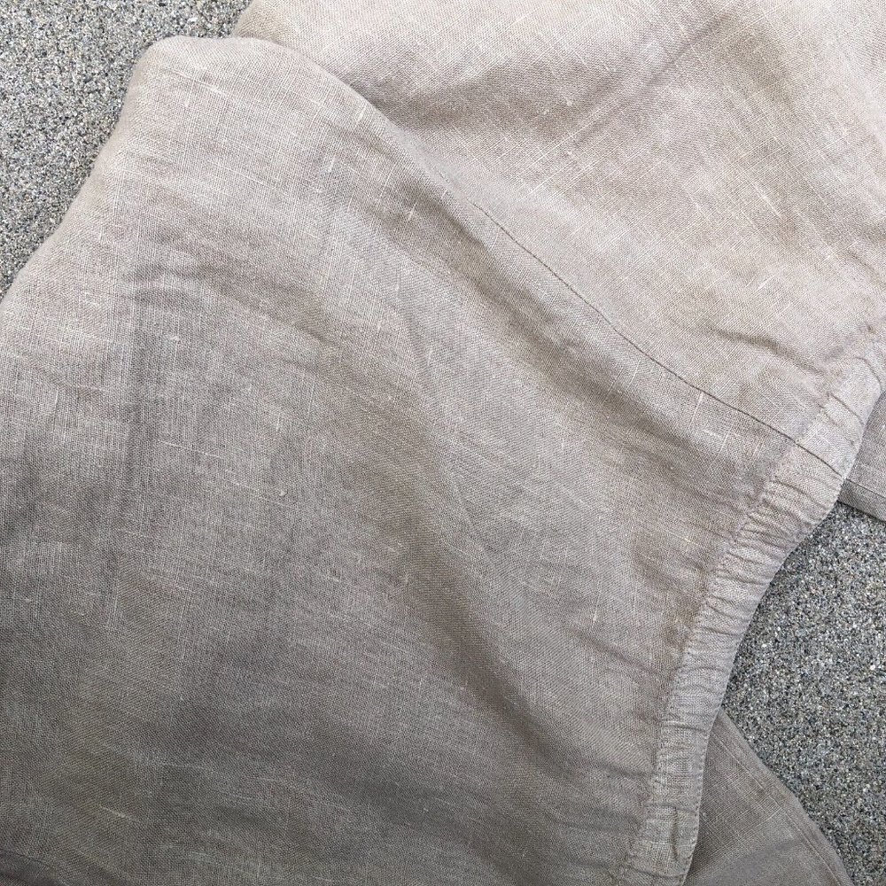 VTG FOCUS Wide Leg 100% Linen Pants Women's LARGE Pockets Beige Drawstring​​​​ - Picture 4 of 7